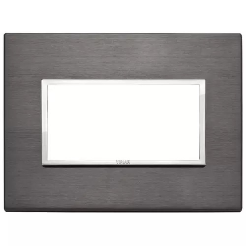 PLACA 4 MODULOS CENTRALES ALUMINIO GRIS LAVA SERIE EIKON REF. 21654.03 MARCA VIMAR