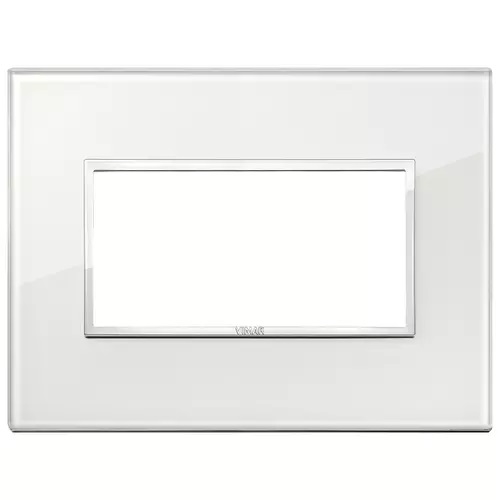 PLACA 4 MODULOS CRISTAL BLANCO DIAMANTE SERIE EIKON REF. 21654.70 MARCA VIMAR