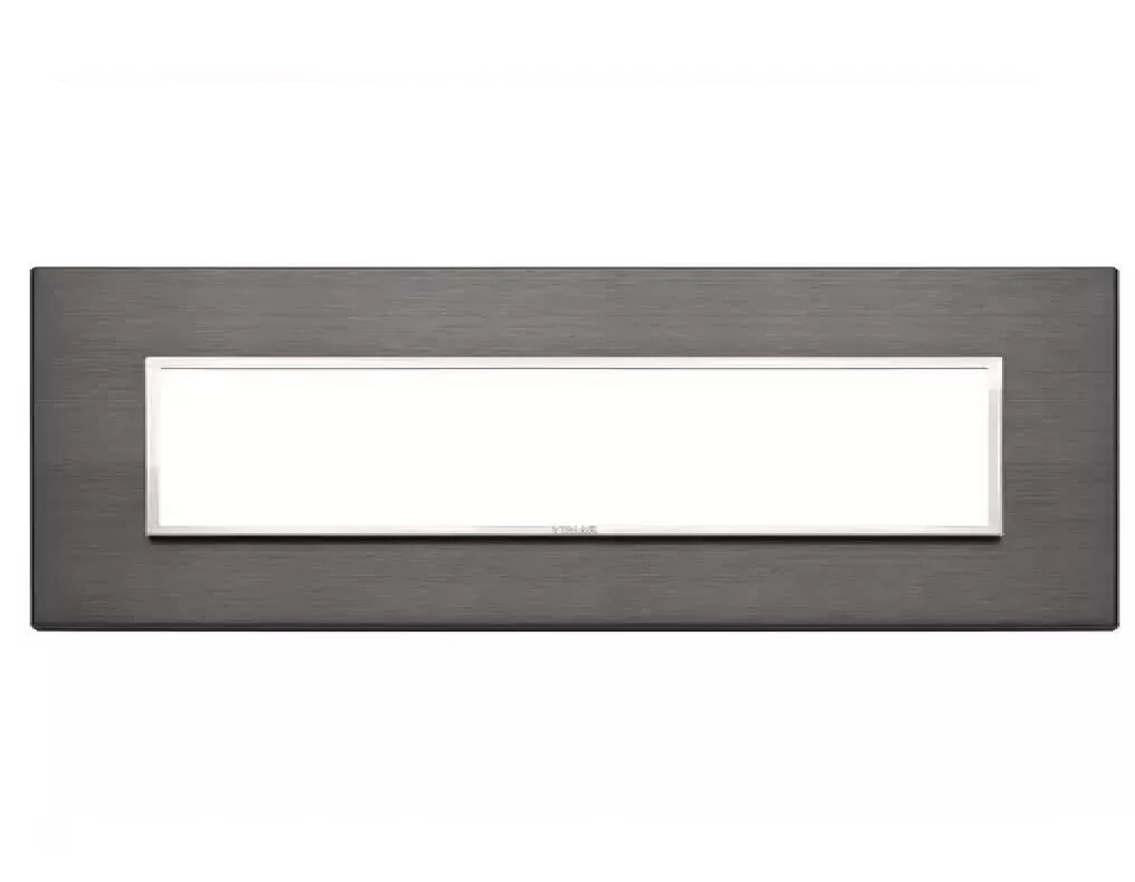 PLACA 7 MODULOS CENTRALES ALUMINIO GRIS LAVA SERIE EIKON REF. 21657.03 MARCA VIMAR