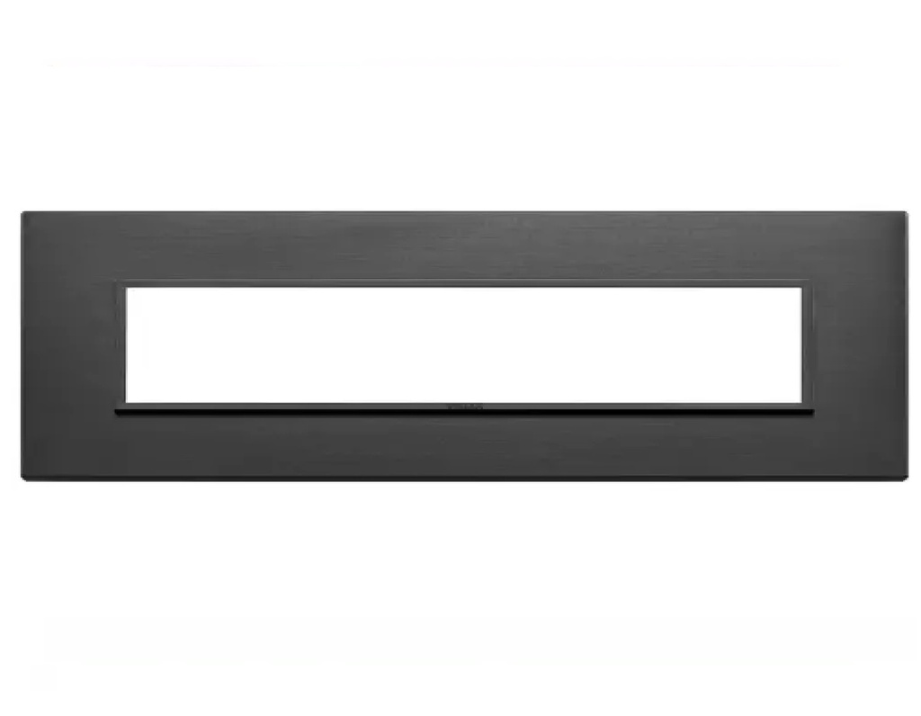 PLACA 7 MODULOS CENTRALES ALUMINIO NEGRO TOTAL SERIE EIKON REF. 21657.18 MARCA VIMAR