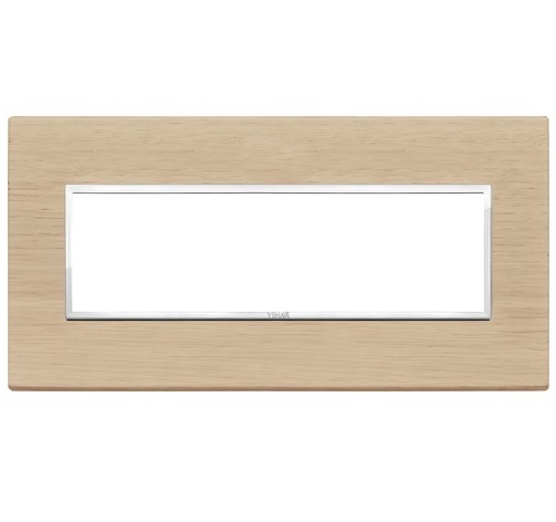 PLACA 7 MODULOS CENTRALES MADERA ROBLE BLANCO SERIE EIKON REF. 21657.32MARCA VIMAR