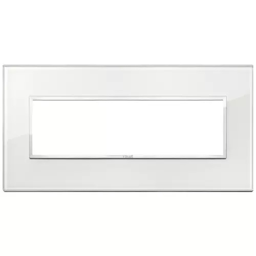 PLACA 7 MODULOS CENTRALES CRISTAL BISELADO BLANCO DIAMANTE SERIE EIKON REF. 21657.70 MARCA VIMAR