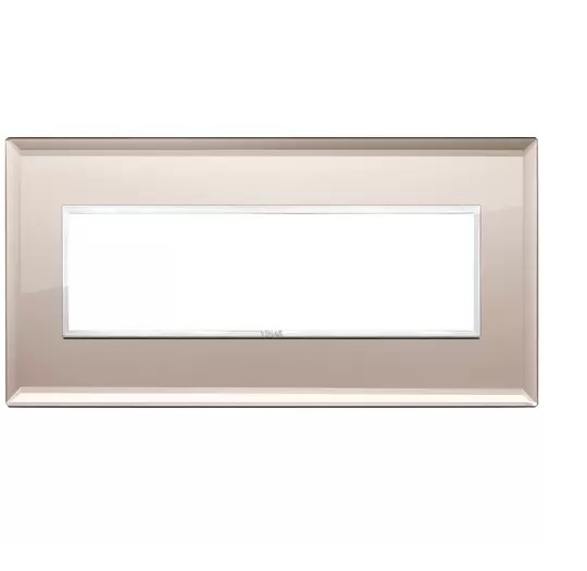 PLACA 7 MODULOS CRISTAL ESPEJO COLOR BRONCE SERIE EIKON REF. 21657.75 MARCA VIMAR