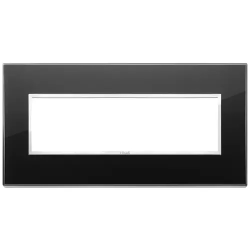 PLACA 7 MODULOS CRISTAL BISELADO NEGRO DIAMANTE SERIE EIKON REF. 21657.76 MARCA VIMAR