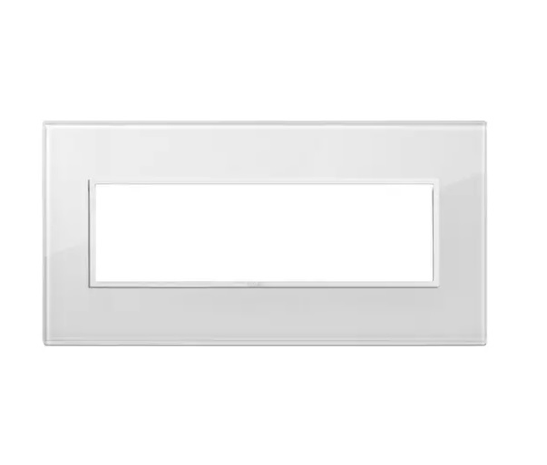 PLACA 7 MODULOS CENTRALES CRISTAL BLANCO TOTAL DIAMANTE SERIE EIKON REF. 21657.87 MARCA VIMAR