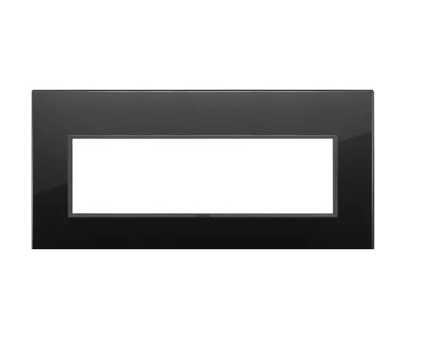 PLACA 7 MODULOS CENTRALES CRISTAL NEGRO TOTAL DIAMANTE SERIE EIKON REF. 21657.88 MARCA VIMAR