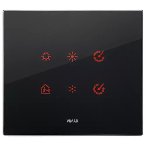 PLACA 3 MODULOS CENTRALES CRISTAL NEGRO DIAMANTE SERIE EIKON TACTIL REF. 21663.76 MARCA VIMAR