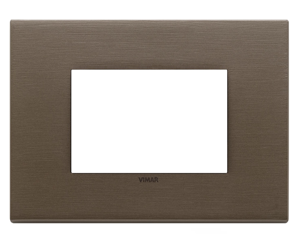 PLACA 3 MODULOS METAL BRONCE OSCURO CEPILLADO SERIE EIKON EXE REF. 22653.12 MARCA VIMAR