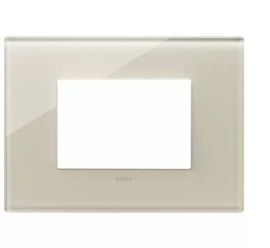 PLACA 3 MODULOS CENTRALES CRISTAL BLANCO CAÑAMO SERIE EIKON EXE REF. 22653.72 MARCA VIMAR