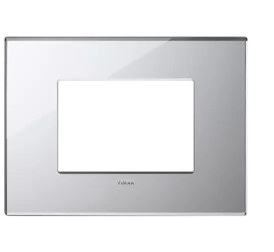 PLACA 3 MODULOS CENTRALES CRISTAL ESPEJO PLATA HIELO SERIE EIKON EXE REF. 22653.75 MARCA VIMAR