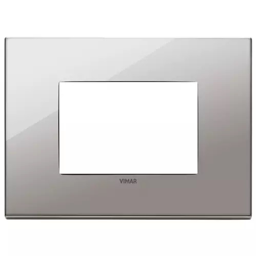 PLACA 3 MODULOS CENTRALES METAL CROMO NEGRO SERIE EIKON EXE REF. 22653.83 MARCA VIMAR