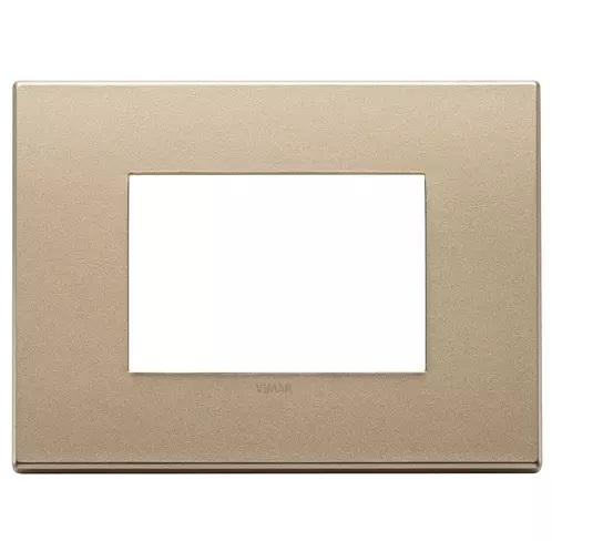 PLACA 3 MODULOS CENTRALES METAL ORO SATINADO SERIE EIKON EXE REF. 22653.88 MARCA VIMAR