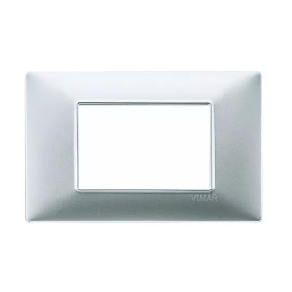 PLACA 3 MODULOS CENTRALES TECNOPOLIMERO BARNIZ PLATA SERIE LINEA REF. 30653.20 MARCA VIMAR