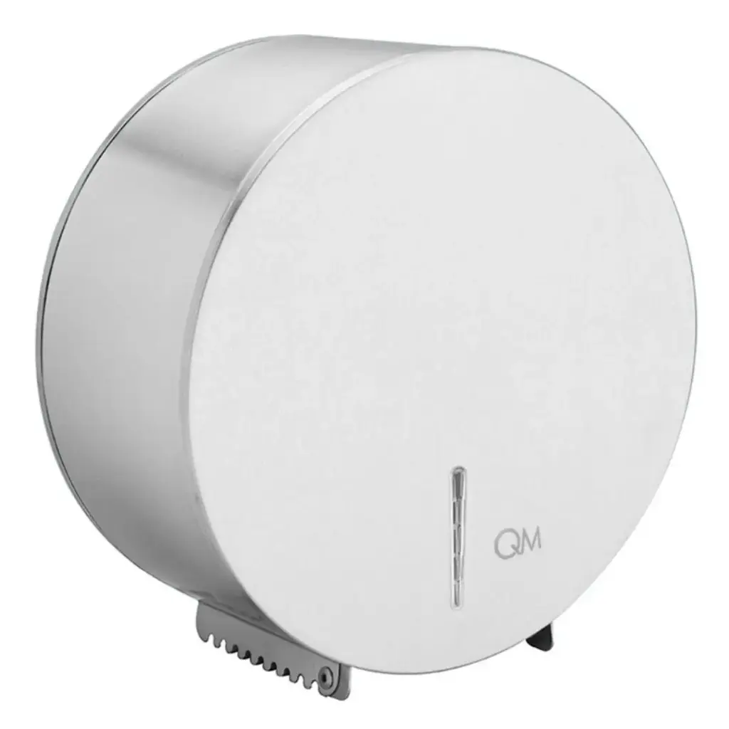 DISPENSADOR DE PAPEL / PORTA ROLLO JUMBO DE 9" 26 X 27 CM SERIE RIA REF. 14.200.1012 MARCA QUALITY METAL