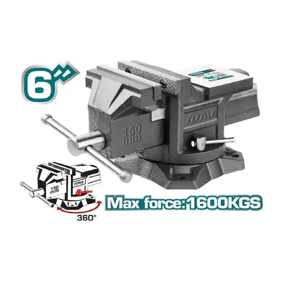 PRENSA DE BANCO PARA TRABAJO PESADO 6" / 152,4 MM REF. THT6166 MARCA TOTAL TOOLS