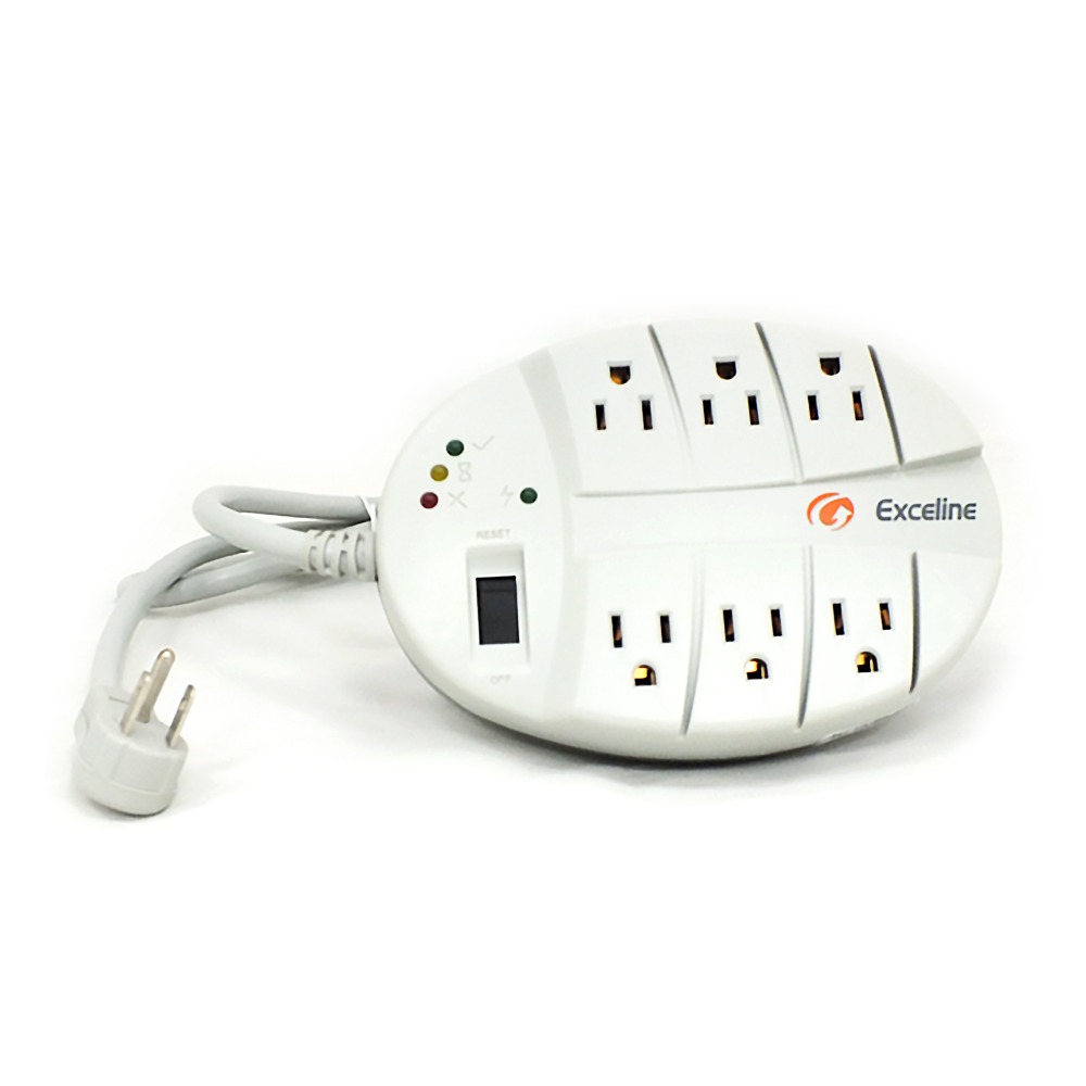 PROTECTOR DE VOLTAJE 6 TOMAS C/ SUPRESOR DE PICOS C/ CABLE 1.5MTS REF. GSM-MT120SE / 001835 EXCELINE