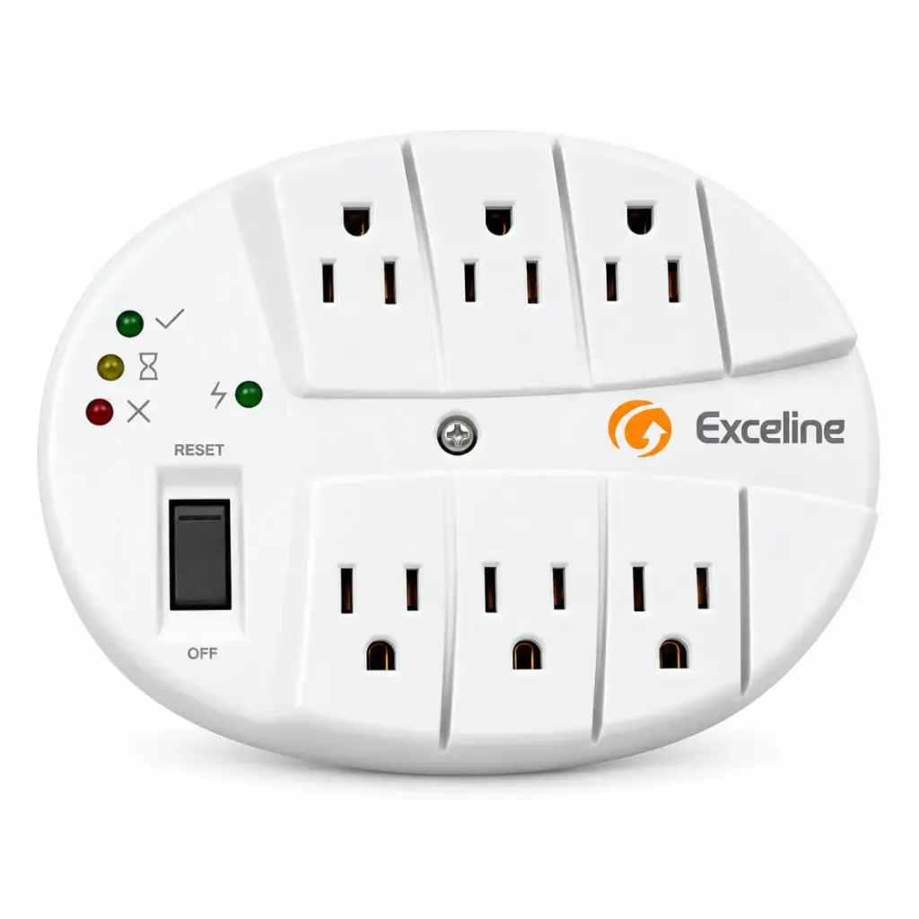 PROTECTOR DE VOLTAJE 6 TOMAS CON SUPRESOR DE PICOS 12 V ENCHUFABLE REF. GSM-MT120T / 001477 EXCELINE