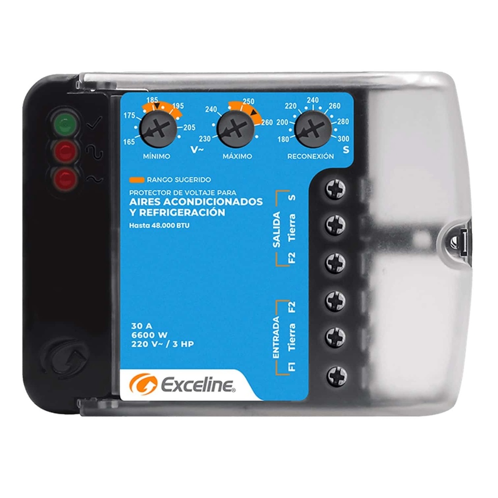PROTECTOR DE VOLTAJE A / A Y REFRIGERACION 220 VAC REF. GSM-R220B/3 COD. 003761 MARCA EXCELINE