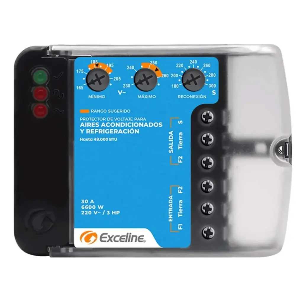PROTECTOR DE VOLTAJE A / A Y REFRIGERACION 220 VAC REF. GSM-R220B/3 COD. 003761 MARCA EXCELINE