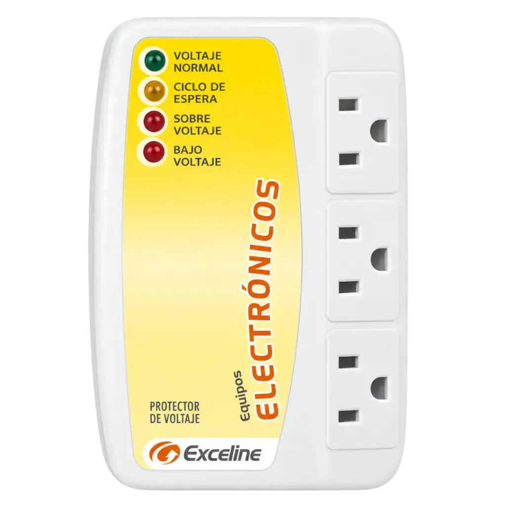 PROTECTOR DE VOLTAJE PARA EQUIPOS ELECTRONICOS TRIPLE 120 VAC ENCHUFABLE REF. GSM-E MARCA EXCELINE