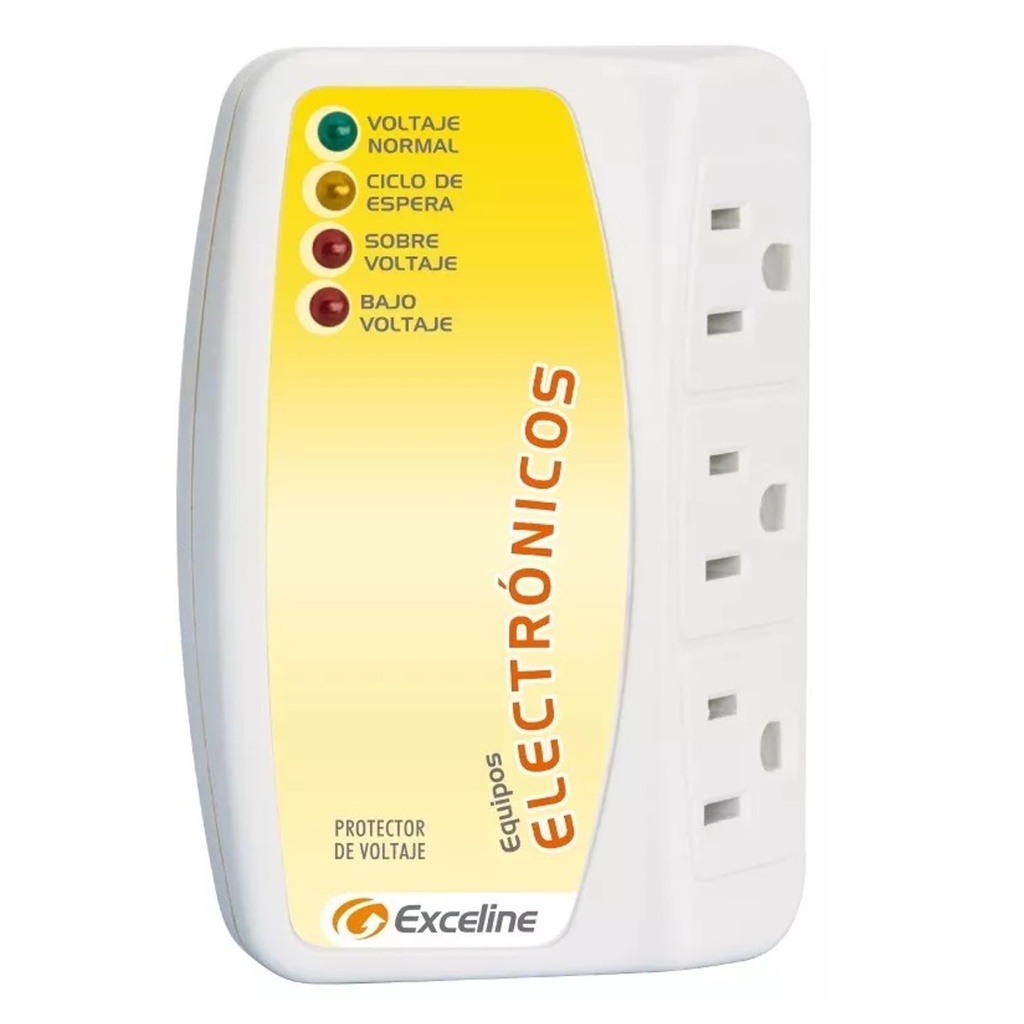 PROTECTOR DE VOLTAJE PARA EQUIPOS ELECTRONICOS TRIPLE 120 VAC ENCHUFABLE REF. GSM-E MARCA EXCELINE