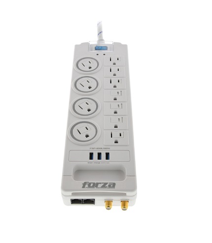 PROTECTOR DE VOLTAJE 110 - 220V 1750 W 11 TOMAS + 3PTOS USB + 2 RJ45/11 60 HZ REF 108905 MARCA FORZA