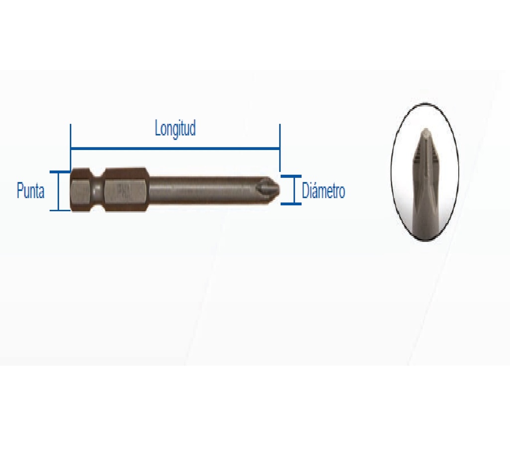 PUNTA DE ESTRIA / PHILLIPS CON ACR DE 1/4" X 25 MM REF.3CR25 MARCA EGB