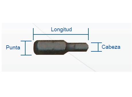 PUNTA DE CABEZA HEXAGONAL C/PIN DE SEGURIDAD 1/4" X 25 MM X 4 MM REF. HEXT-4 MARCA EGB