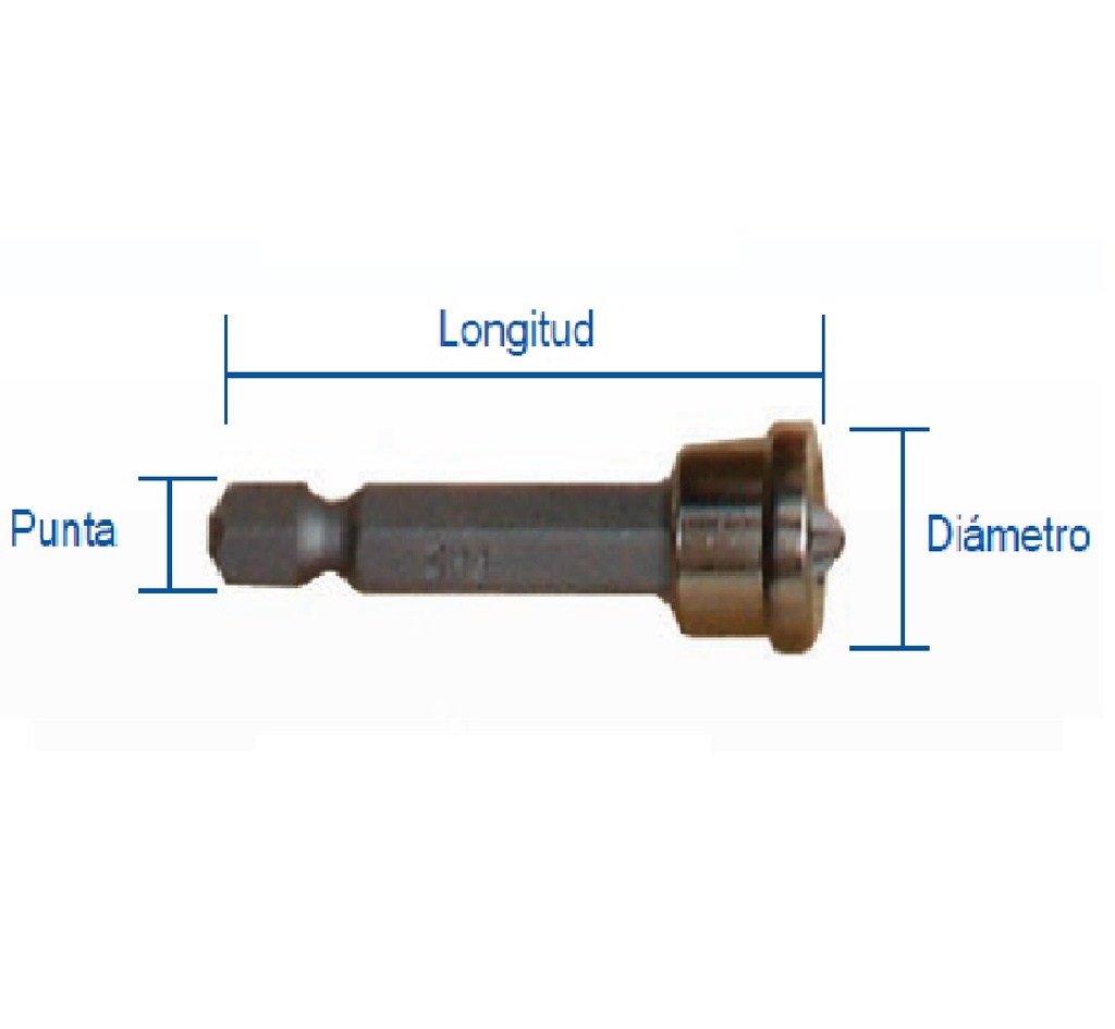 PUNTA DE ESTRIA ESPECIAL PARA TORNILLOS DRYWALL C/COPA N°2 1/4" X 25 MM C/COPA REF. I-L25 MARCA EGB