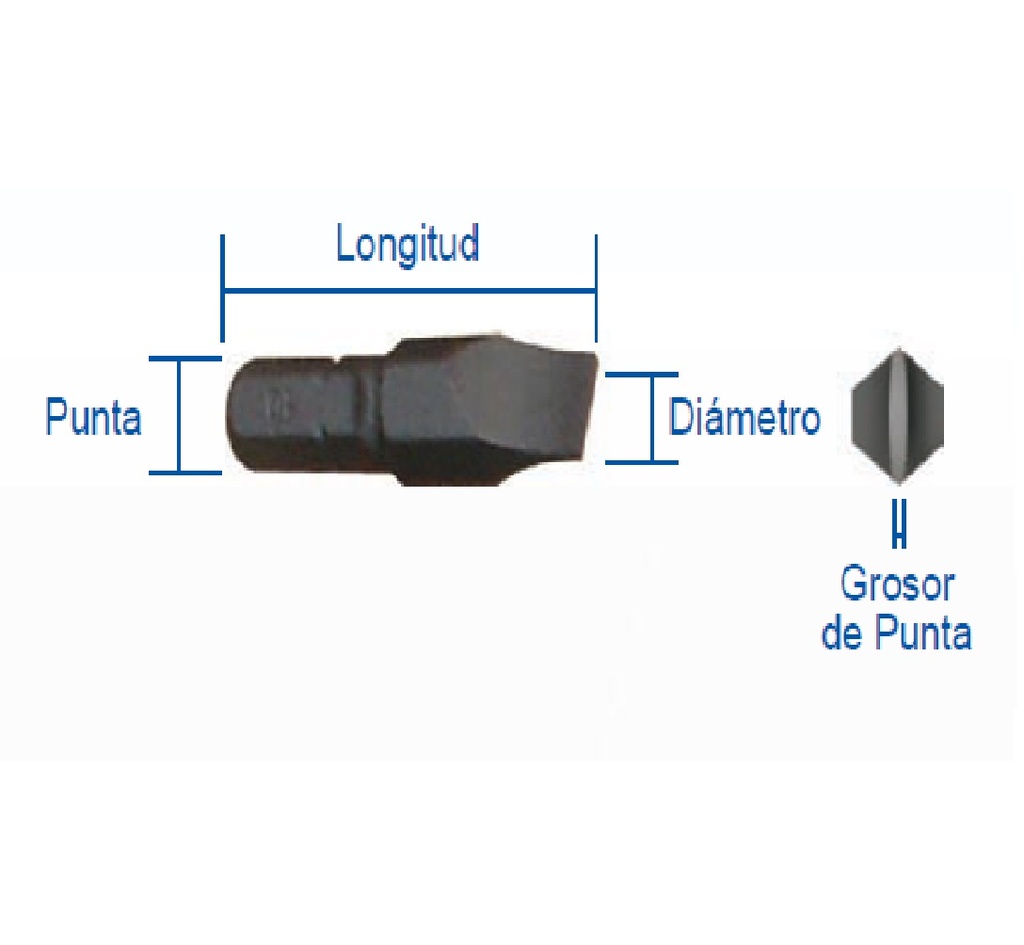 PUNTA PLANA DE IMPACTO 5/16" X 36 MM X 8 MM X 1.3 MM REF. IS-1 MARCA EGB