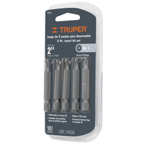 JUEGO DE PUNTA DE ESTRIA NRO. 1 X 2" 5 PZAS MOD. P5-21 REF. 17782 MARCA TRUPER