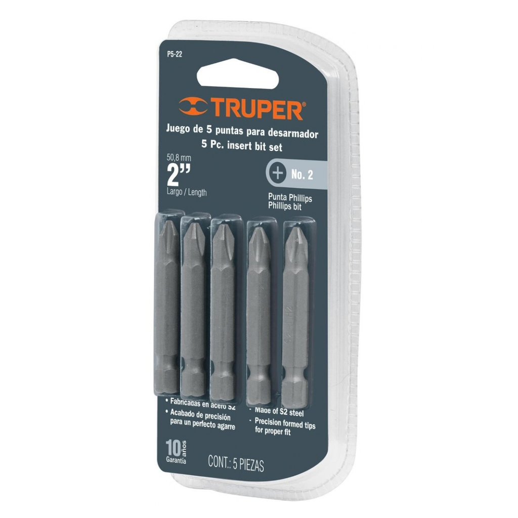PUNTA DEST ESTRIA NRO. 2 X 2" (5 PZAS) MOD. P5-22 REF. 17783 MARCA TRUPER