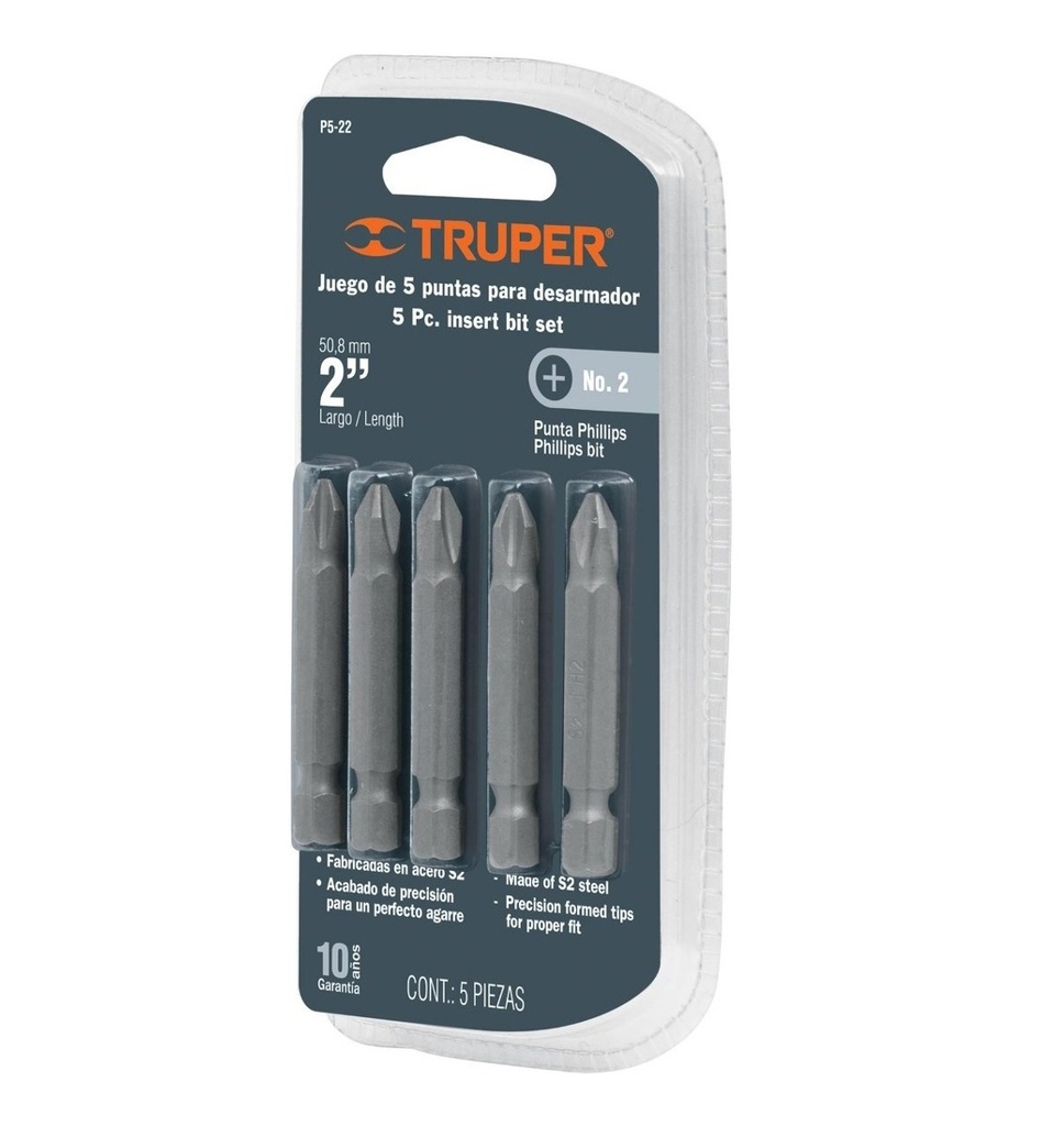 PUNTA DEST ESTRIA NRO. 2 X 2" (5 PZAS) MOD. P5-22 REF. 17783 MARCA TRUPER