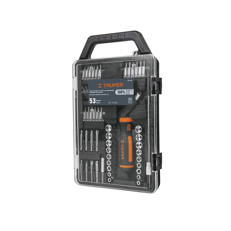 JUEGO DE PUNTAS Y DADOS CON DESARMADOR 53 PZASMOD. SET-60X REF. 18209 MARCA TRUPER