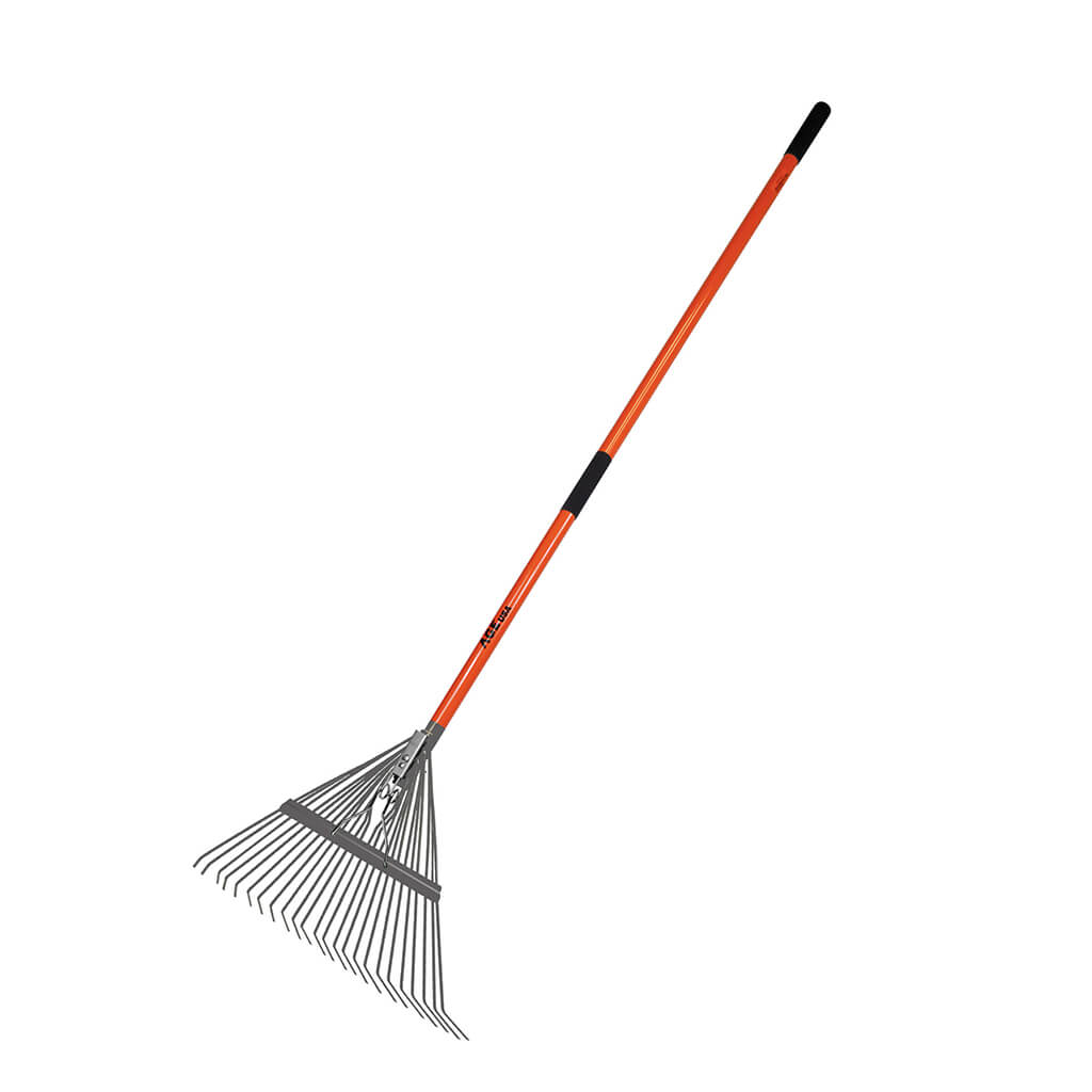 RASTRILLO TIPO ESCOBA METALICA CON CABO DE FIBRA 24 DIENTES 61 CM REF. AGNHRAPH001F MARCA AGE USA