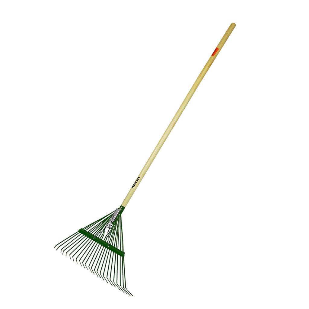 RASTRILLO TIPO ESCOBA METALICA CON CABO DE MADERA 24 DIENTES 61 CM REF. AGNHRAPH050M MARCA AGE USA