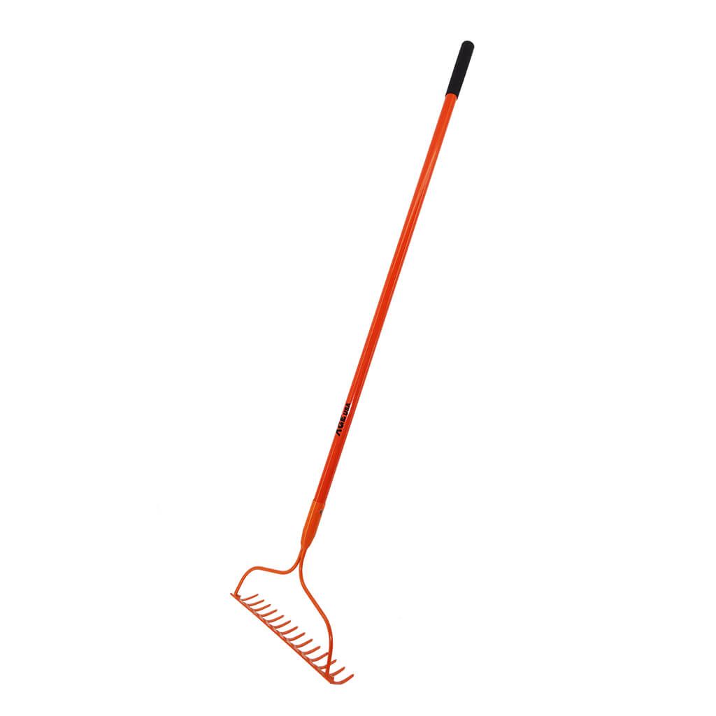 RASTRILLO DE JARDIN CON CABO DE FIBRA 14 DIENTES CURVO 36 CM REF. AGNHRAJA002F MARCA AGE USA
