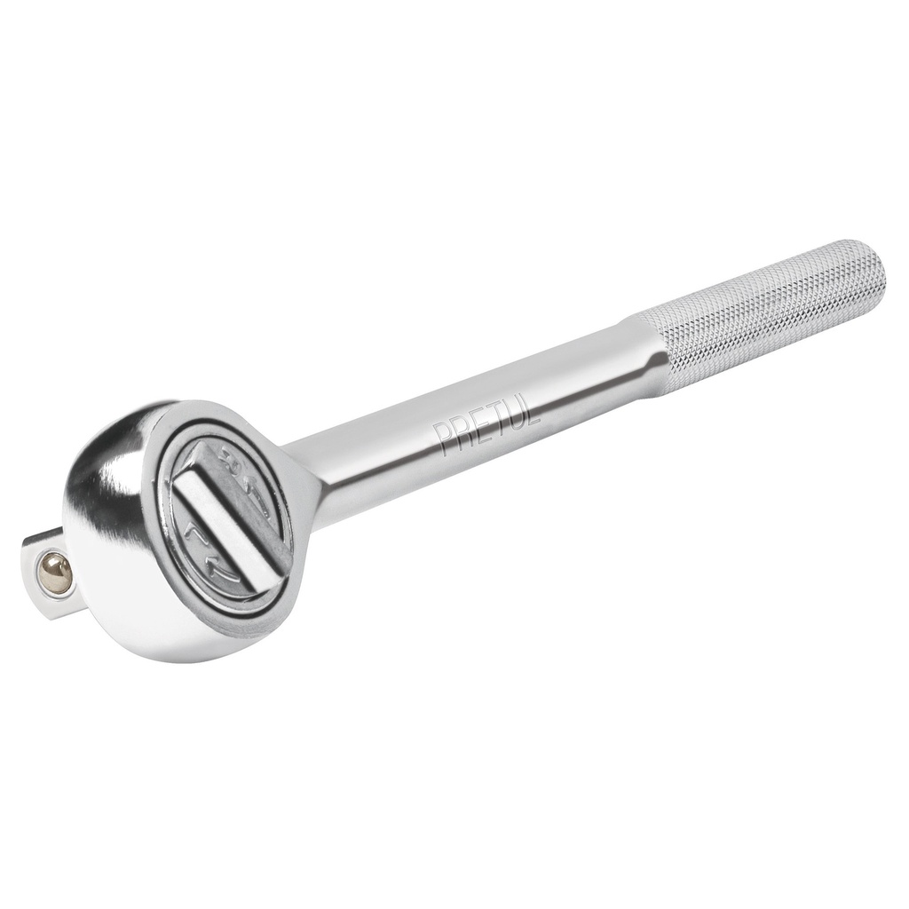 RATCHET SENCILLO CABEZA REDONDA 1/2" MOLETEADO LARGO 9" MOD. M-5852P REF. 21150 MARCA PRETUL