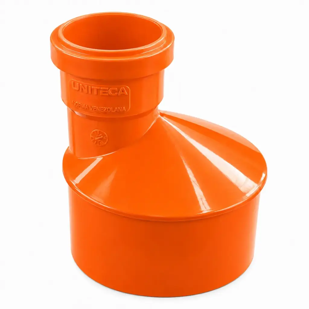 REDUCCION RECTA REFORZADO PVC AGUA SERVIDA DE 110 MM X 75 MM (4" X 3") NARANJA REF.C171063 UNITECA