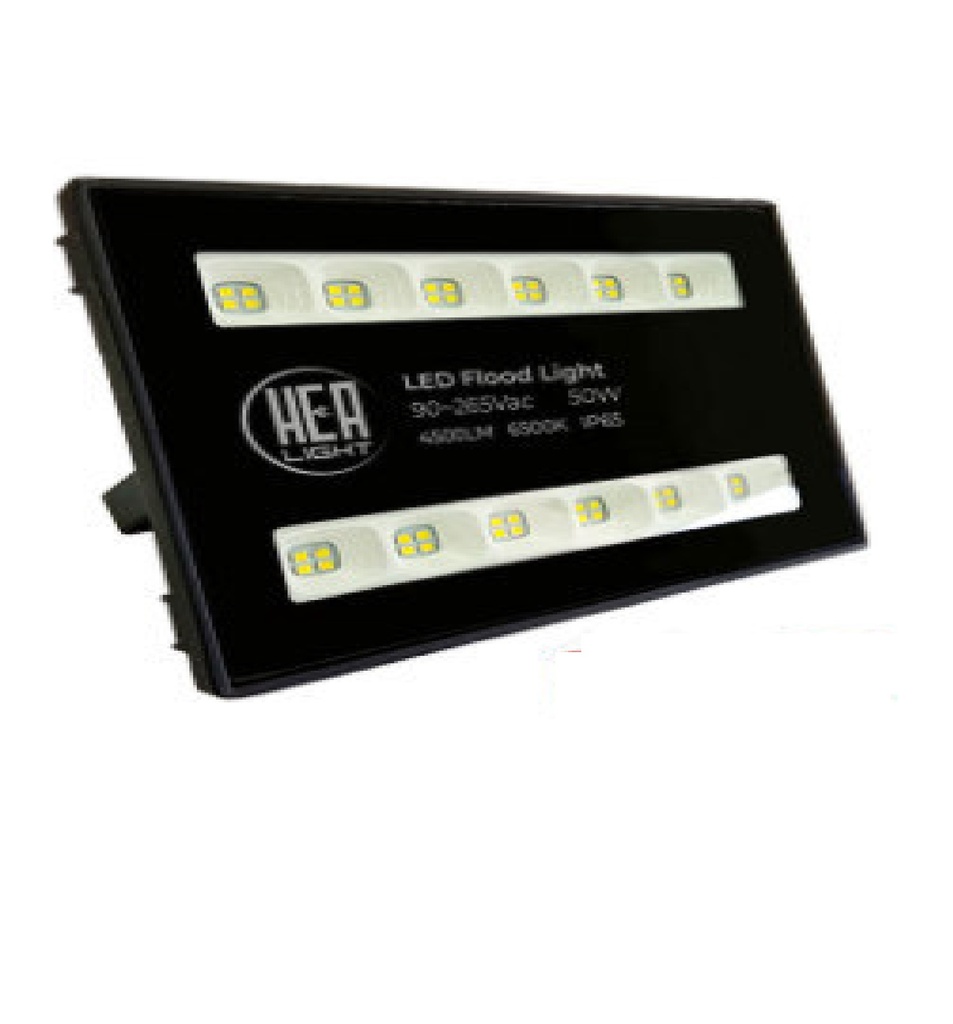 REFLECTOR LED CUADRADO 2 LINEAS SMD 50W 6500K 90-265V IP65 REF. LUM01108 MARCA HEA LIGHT