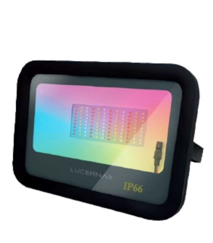 REFLECTOR LED PLANO 200W 120LM/V RGB MULT.85-265V IP66 NEGRO REF. RP200RGB MARCA LUCERNA