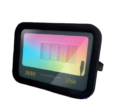 REFLECTOR LED PLANO DE 30W 120LM/V RGB MULT.90-277 V IP65 NEGRO REF.RP30RGB COD.112006 MARCA LUCERNA