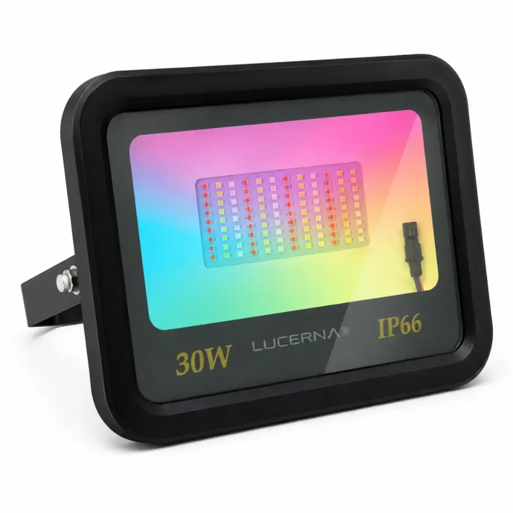 REFLECTOR LED PLANO DE 30W 120LM/V RGB MULT.90-277 V IP65 NEGRO REF.RP30RGB COD.112006 MARCA LUCERNA