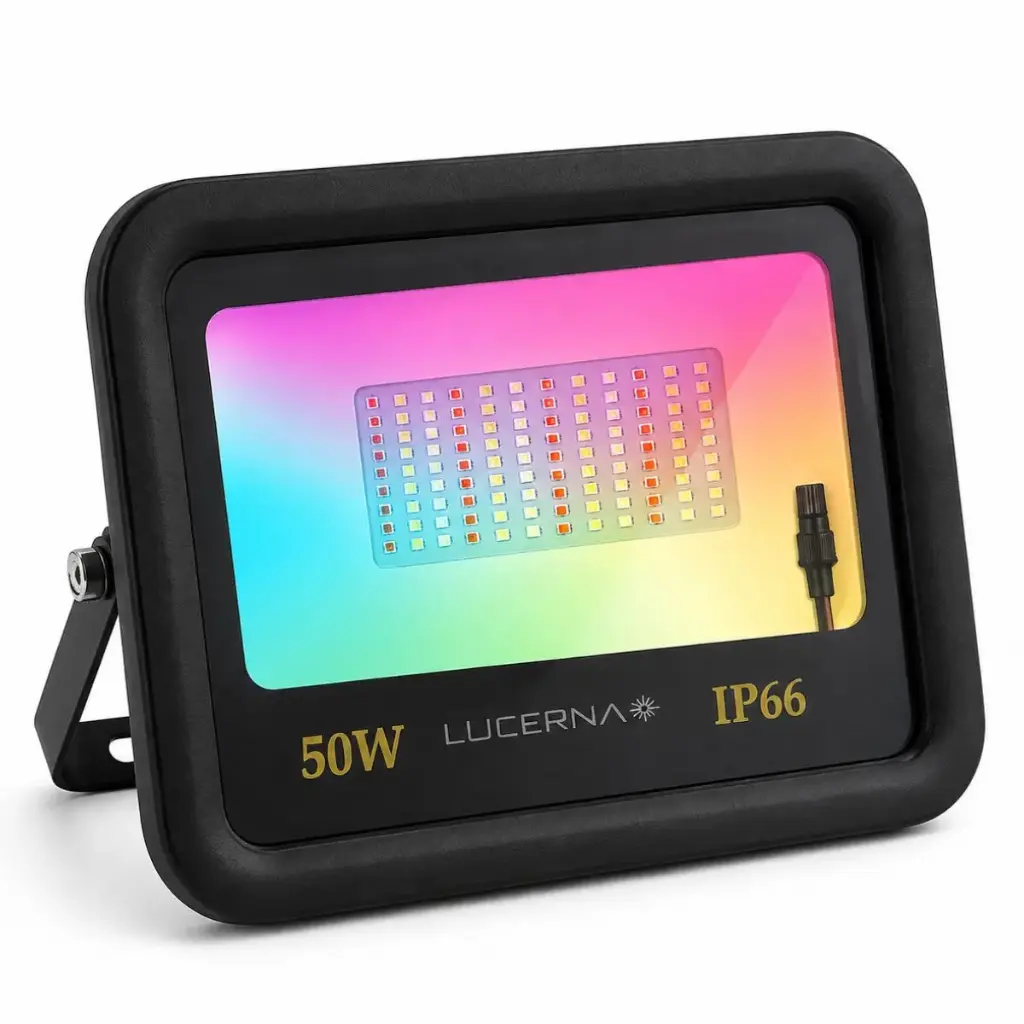 REFLECTOR LED PLANO DE 50W 120LM/V RGB MULT.85-265 V IP66 NEGRO REF.RP50RGB COD.112013 MARCA LUCERNA