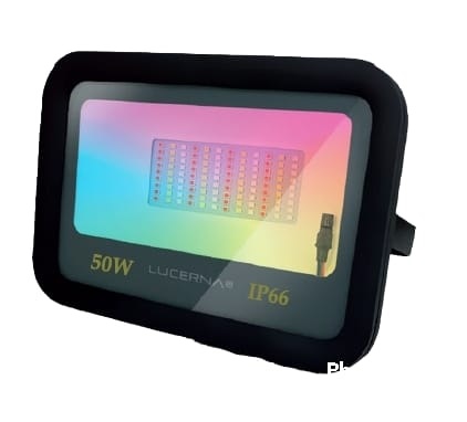 REFLECTOR LED PLANO DE 50W 120LM/V RGB MULT.85-265 V IP66 NEGRO REF.RP50RGB COD.112013 MARCA LUCERNA