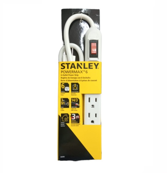 REGLETA 6 TOMAS CABLE 14 / 91 CM MOD FSA-6B POWERMAX REF. 30006 MARCA STANLEY