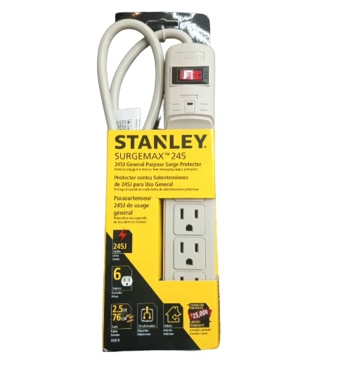 REGLETA 6 TOMAS C/SUP PICOS CAL. 14 / 245 JOUL / 76 CM MOD DR-1579 SURGEMAX REF. 33210 MARCA STANLEY