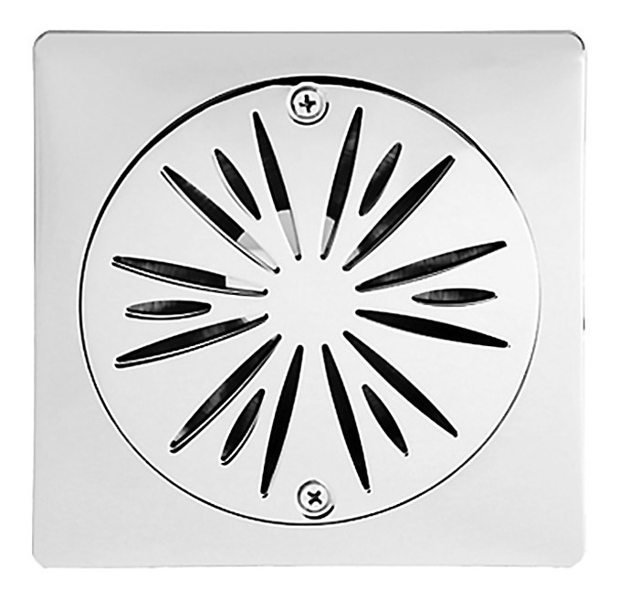 REJILLA CUADRADA TIPO ESTRELLA CROMADA DE 15 CM X 15 CM X 3" REF. 08RJ24 MARCA FP