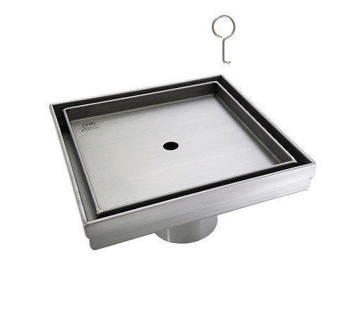 REJILLA CUADRADA / DESAGUE CENTRAL SQUARE CROMADA 13.50 X 13.50 CM (INSERTO BALDOSA) REF.08RJ911 FP