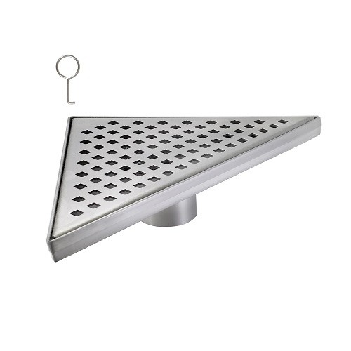 REJILLA TRIANGULAR PERFORADA CROMADA ACERO INOX 304 DE 35 CM X 25 CM REF. 08RJ921 MARCA FP